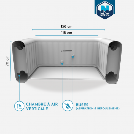 Spa gonflable carré NetSpa BOHEMIAN - 4 places - meilleur prix web