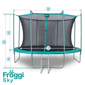 Trampoline De Jardin Rond 430 Cm + Filet De Sécurité + échelle | PUNCHI Bleu 43 KANGUI
