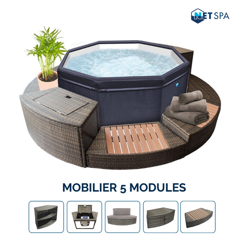 PACK SPA SEMI RIGIDE OCTOGONAL OCTOPUS + MOBILIER 5 MODULES - NETSPA